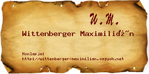 Wittenberger Maximilián névjegykártya